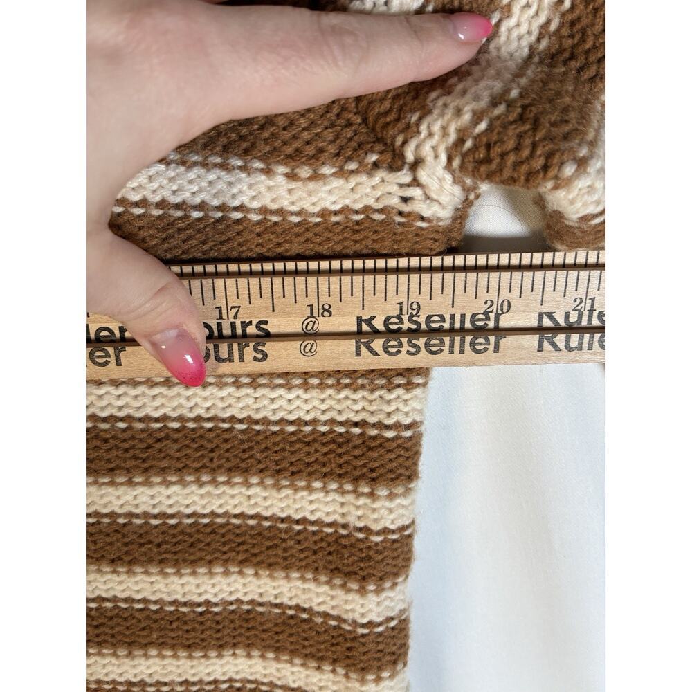 J.CREW CARAMEL NATURAL CABLE KNIT MOCKNECK STRIPE JEWEL BUTTONS SWEATER BM301 M - Picture 7 of 8
